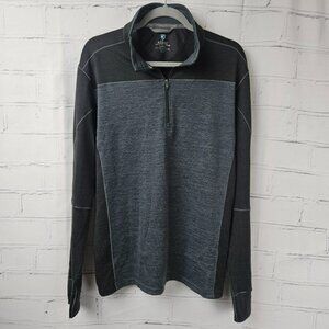 KÜHL Men's Large Black Grey 1/4 Zip Pullover Sweater
